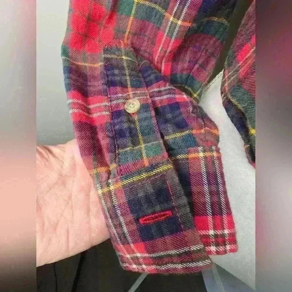 American Eagle Womens Flannel Button-Down With Patchwork Elbow - Picture 7 of 11